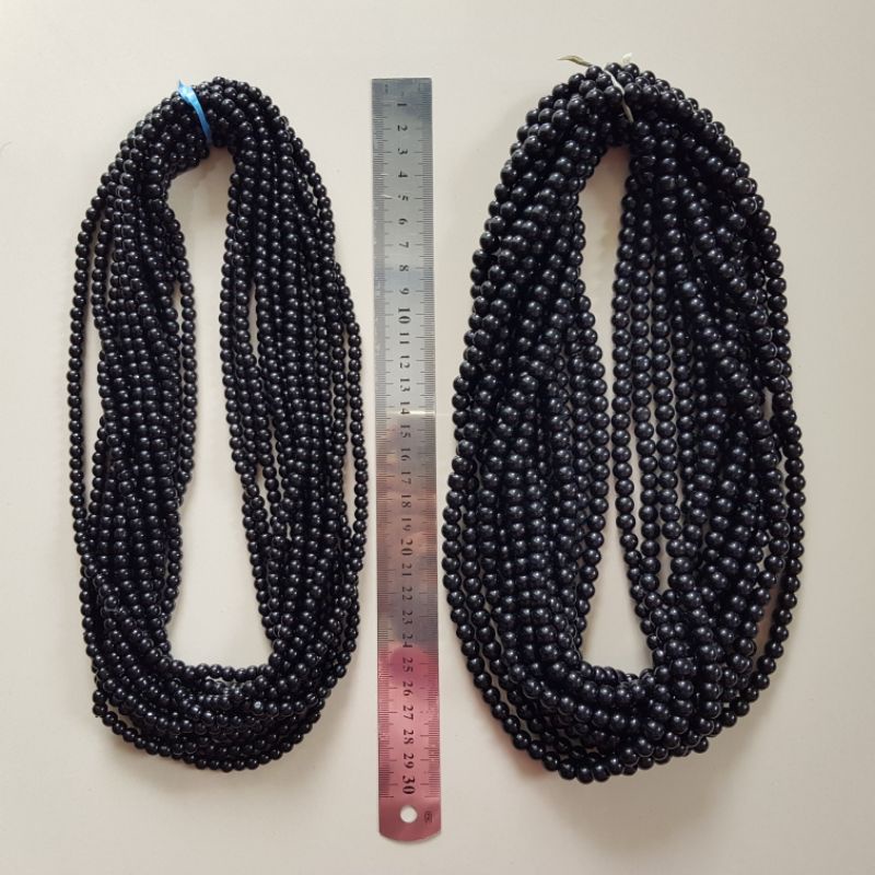 Kalung Etnik Manik-Manik HITAM 60cm 12buah Kulakan Grosir