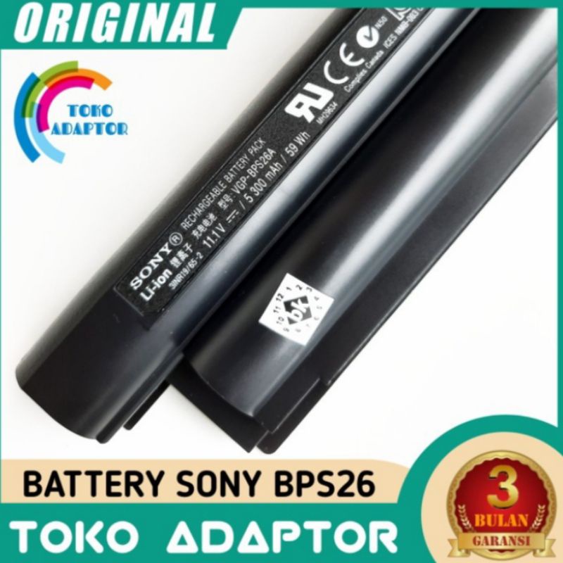 Baterai Batre Laptop SONY VAIO VGP-BPS26A VGP-BPL26 VGP-BPS26 VPCCA SVE15115EHW PCG-61713L ORIGINAL