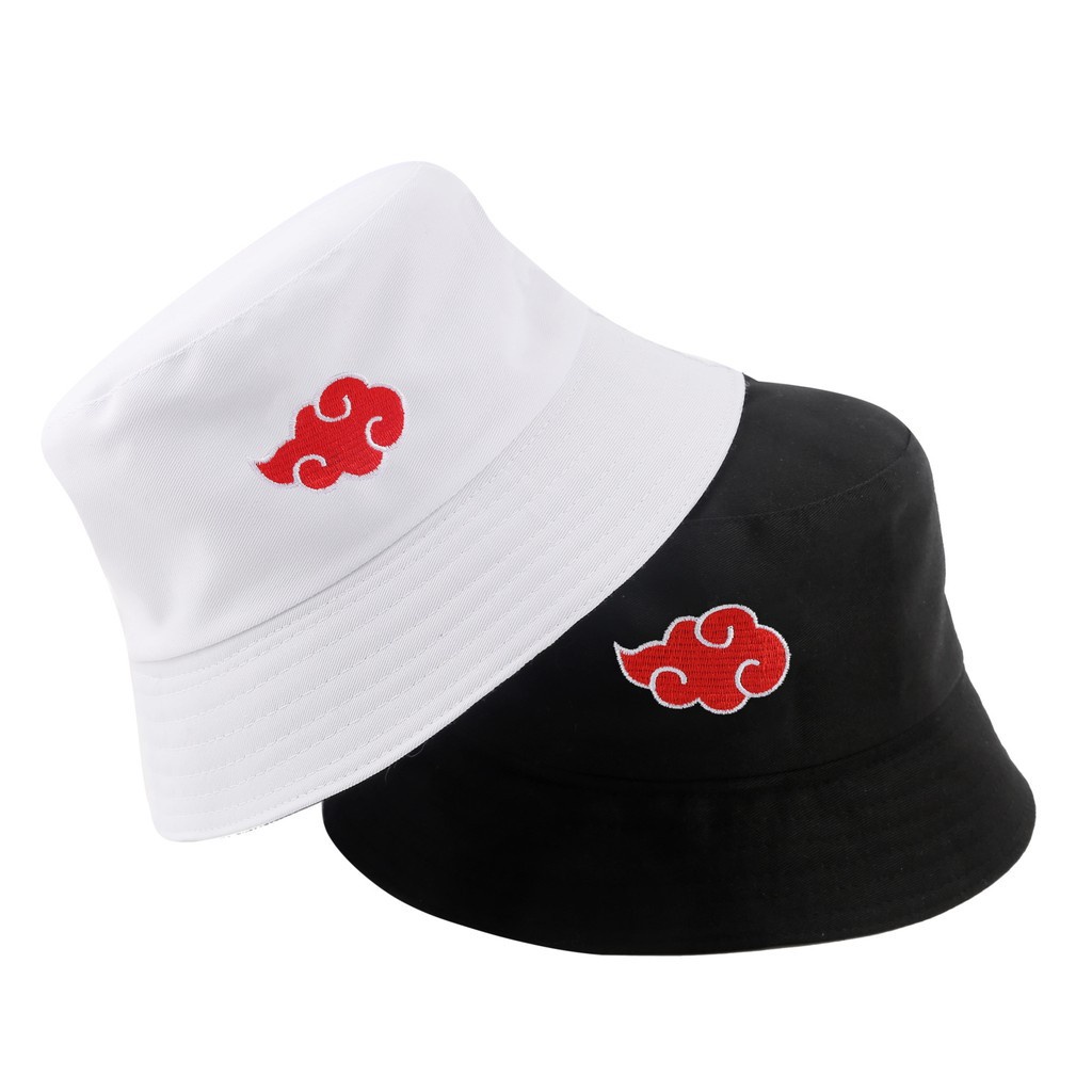 Topi bucket hat Naruto Anime lovers Akatsuki logo topi bucket wanita   Uchiha family logo 100% cotton fisherman's hat topi bucket pria