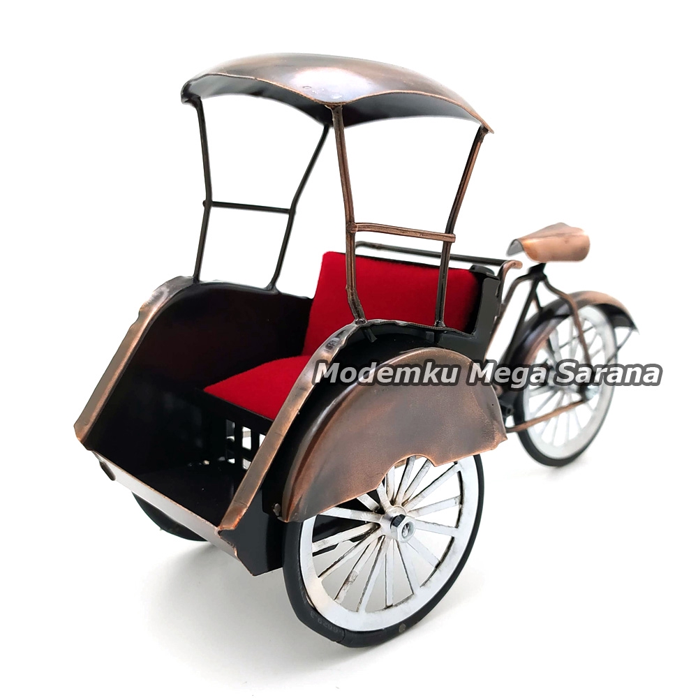 Miniatur Diecast Becak Kawat Logam Ukuran Mini 18x7x12 cm