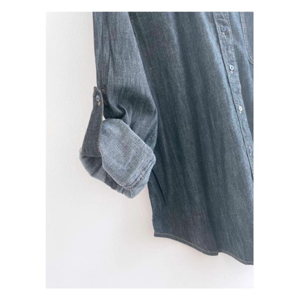 Isuga Jeans dark denim button roll sleeve shirt