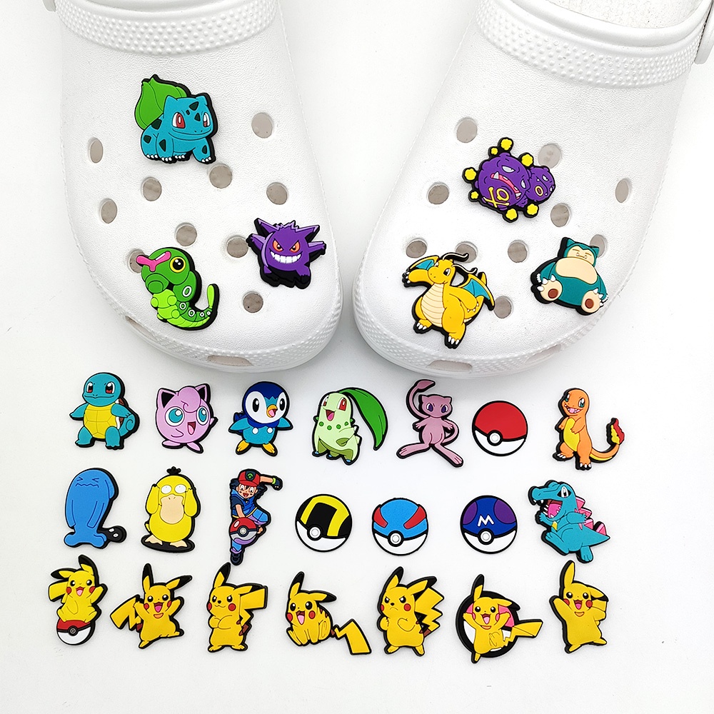 Crocs Charms Desain Kartun Anime Pokemon jibbitz crocs Bahan PVC Untuk Aksesoris Sepatu Anak Laki-Laki