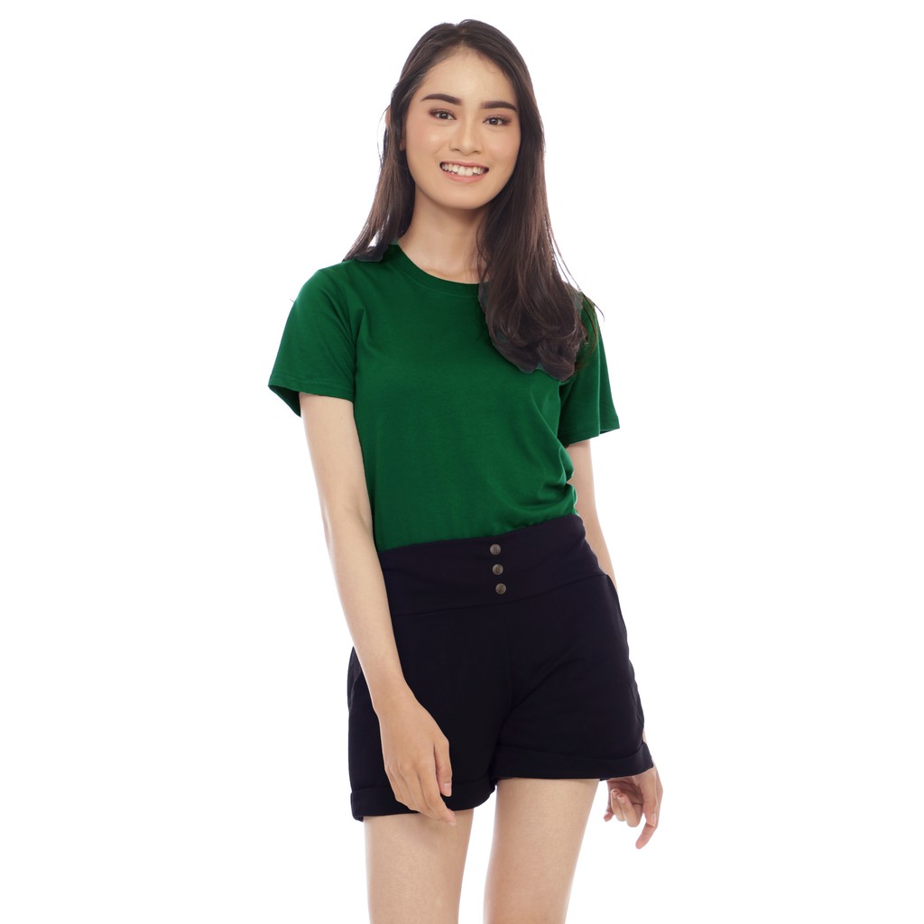 baju kaos polos slimfit cewe hijau botol lengan pendek baju kaos kekinian terbaru ( Cek Deskripsi )