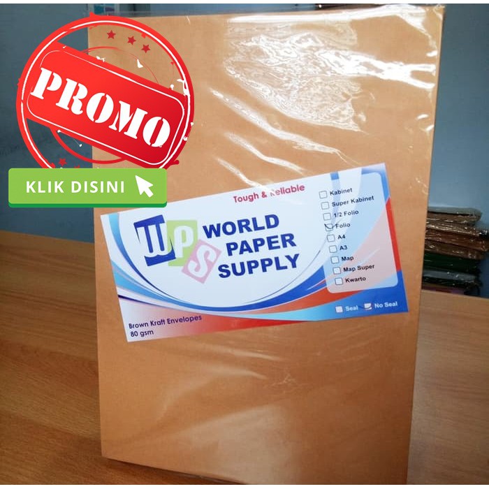  PACK Amplop Coklat  Ukuran Folio WPS 23 5 x 34 5 cm 