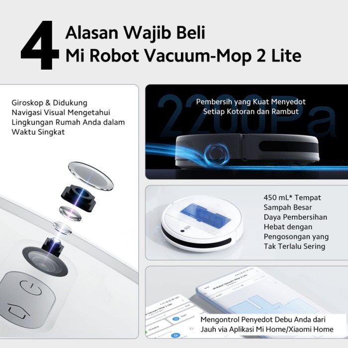 XIAOMI MI ROBOT VACUUM / VACUM MOP 2 LITE CLEANING POLA ZIGZAG 25 SENSOR GARANSI RESMI