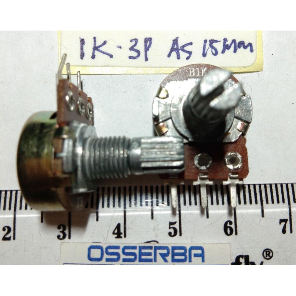 Potensiometer B1K B2K B5K B10K B20K B50K B100K B250K B500K B1M MONO 3P As Pendek 15mm Potentiometer