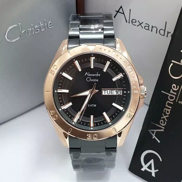 Jam Tangan Pria ALEXANDRE CHRISTIE AC 6512 ROSEGOLD BLACK