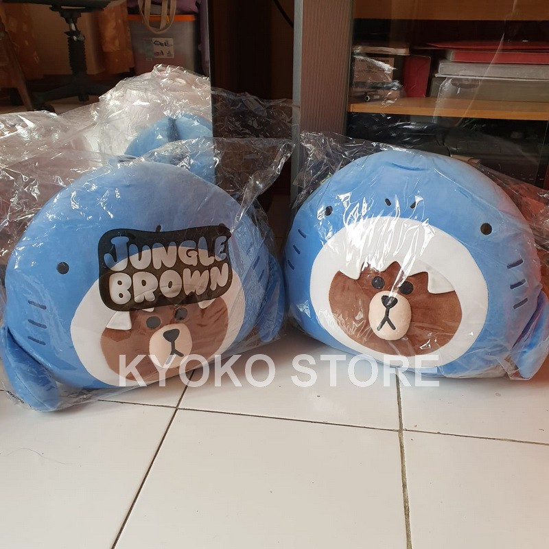 Boneka Bantal Line Shark Brown Jungle Brown Line Cushion Official LINE