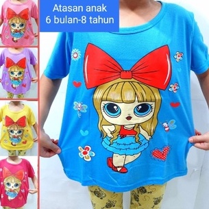 Kaos Anak perempuan 6 bulan- 8 tahun oblong S M L XL atasan baju cewek murah LOL pita merah grosir