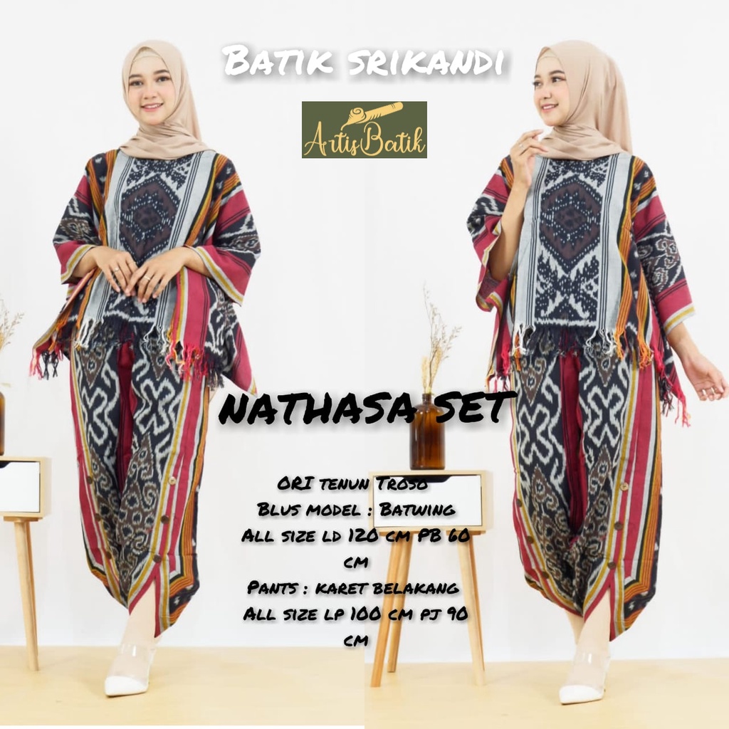 ONE SET NATASHA SETCEL PANJANG  JUMBO CELANA PANJANG BATIK CAP LOUNGEWEAR  BATWING KELELAWAER SETELA