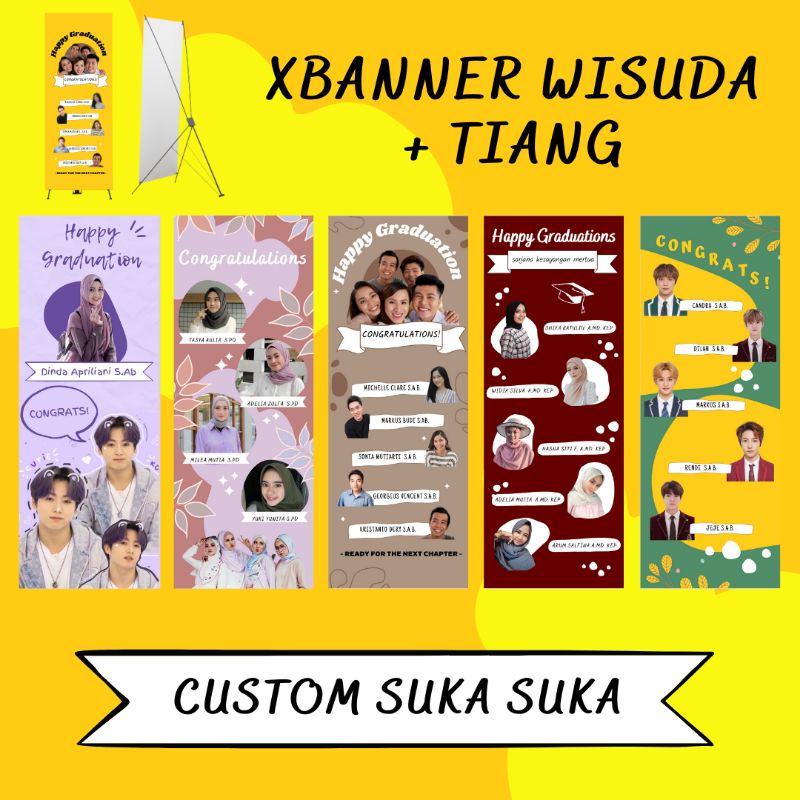 [TERMURAH] PAKET X BANNER + TIANG SPANDUK WISUDA, ULANG TAHUN, WEDDING