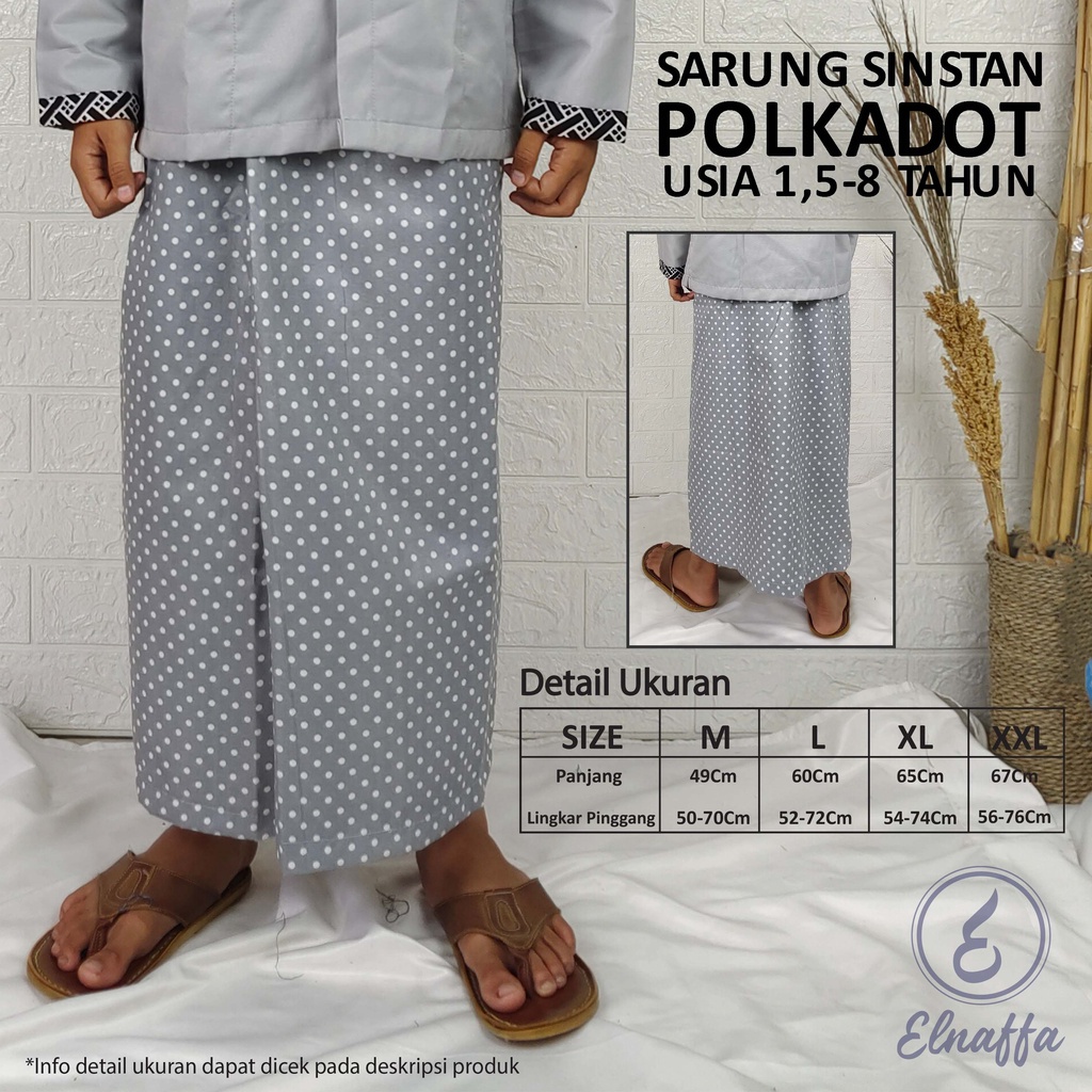 EL-NAFFA Sarung Instan Anak,Sarung Anak Laki-laki, Sarung Anak Instan motif Polkadot Usia 2-8 thn (BISA COD) SRPo