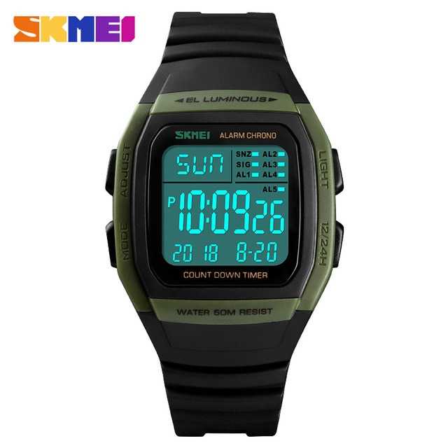 SKMEI Jam Tangan Digital Pria  1278 Aneka warna Hitam Merah Biru Hijau kuning Titanium Gray Silver P