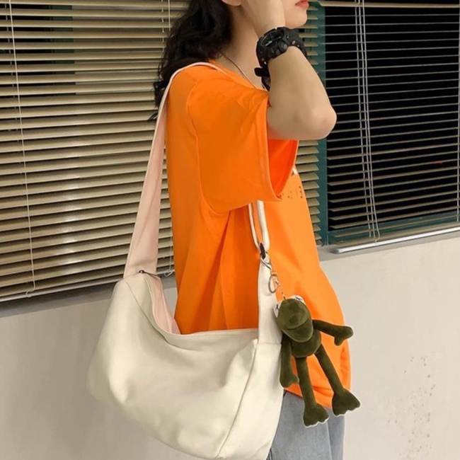FINOM VORA - Tas Selempang Wanita Korean Style Kekinian | Sling Bag Kanvas Polos