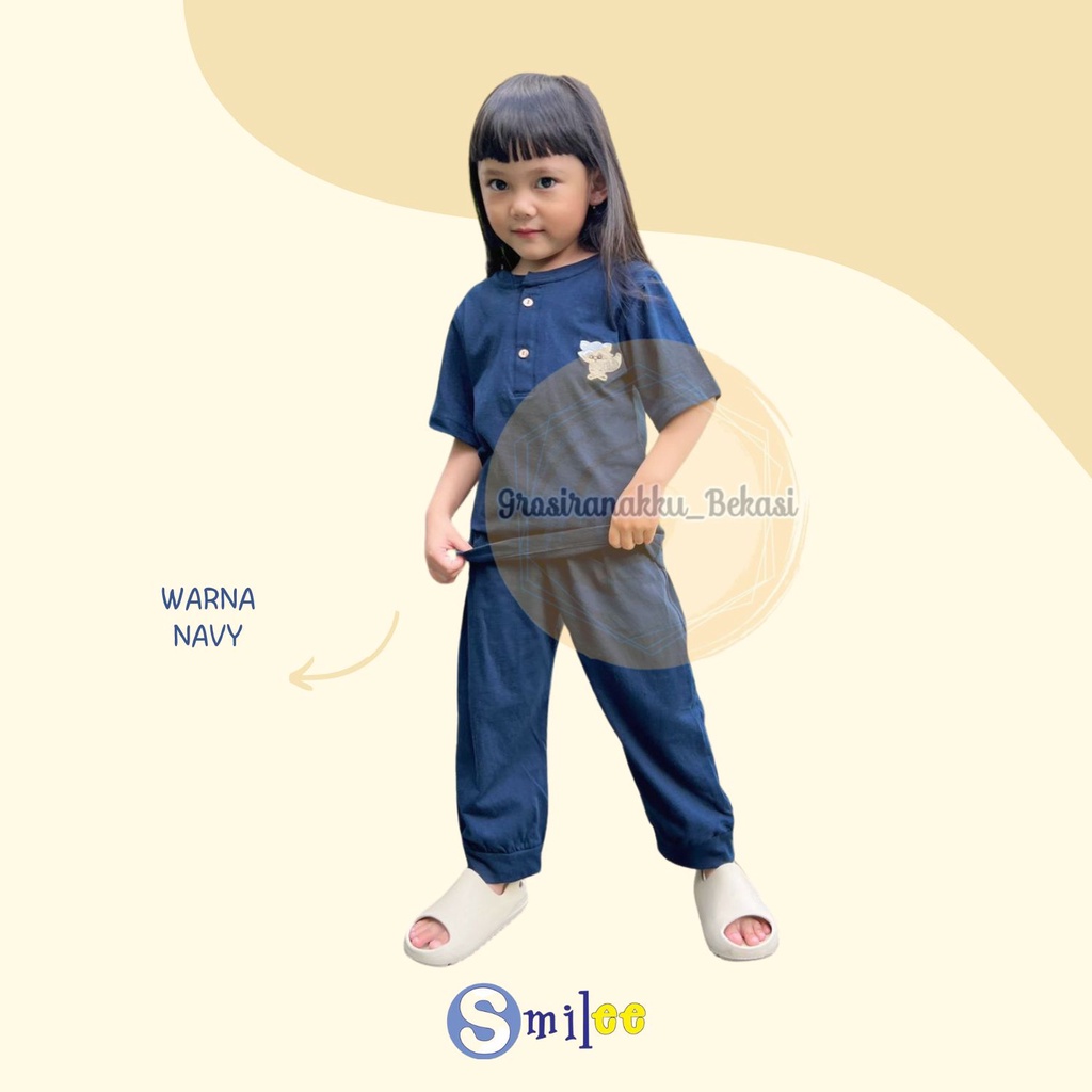 Setelan Anak Smilee Unisex Bomba Warna Navy Size 1-5tahun