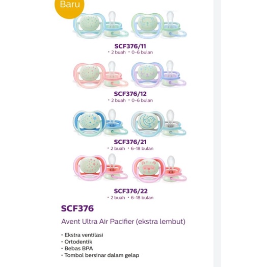 Avent ultra air pacifier empeng bayi isi 2