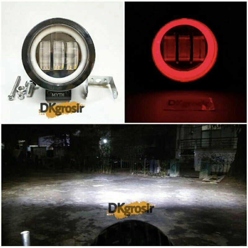 Lampu tembak bulat 3 lensa plus angel eyes