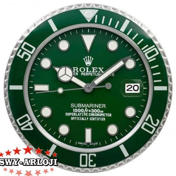 Jam Dinding Rolex Submariner Hulk Green dial Clone 1:1 Mewah tersedia stok