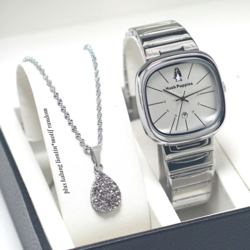 GROSIRAN JAM TANGAN HUSH PUPPIES + KALUNG - JAM TANGAN WANITA INCLUDE BOX