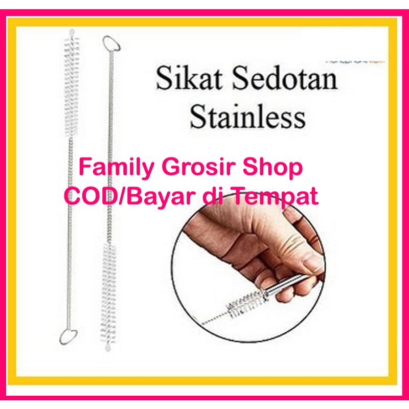 SIKAT PEMBERSIH SEDOTAN STAINLESS STEEL BRUSH STRAW STAIN LESS BENGKOK LURUS