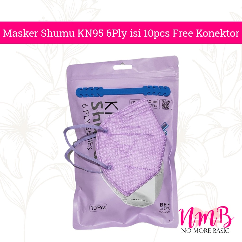 Masker KN95 SHUMU 6ply isi 10 FREE Konektor Protective Mask Kemenkes Warna Premium