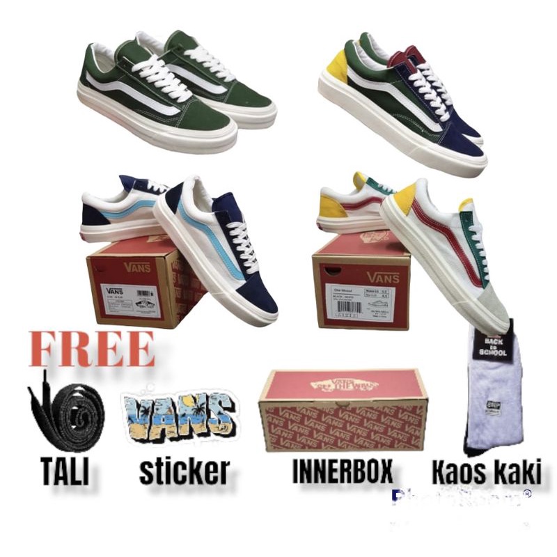 SEPATU V4NS OLD SKOOL GREEN ARMY GRADE ORI VANS PREMIUM SEPATU SNEAKERS PRIA  SNEAKERS WANITA