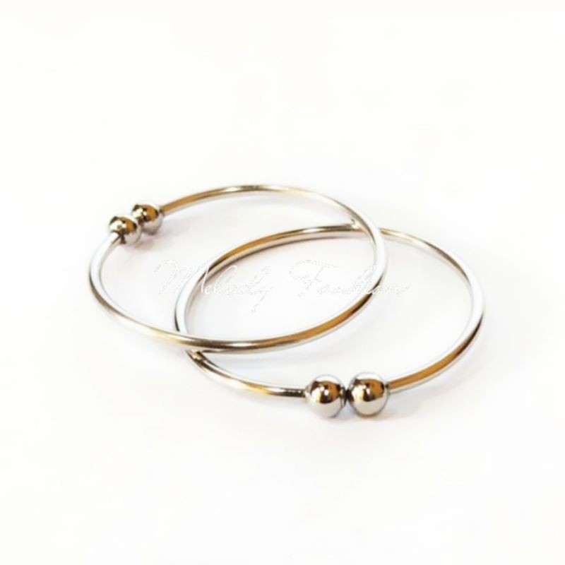 GELANG BAYI BESI PUTIH ANTIKARAT MFS SILVER AKSESORIS ANAK DEWASA TITANIUM