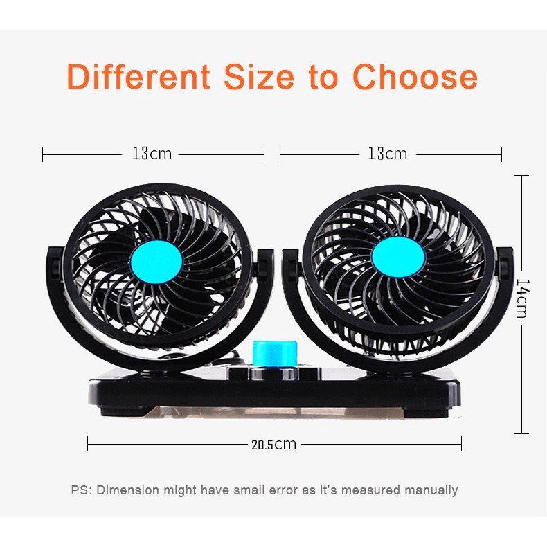 Kipas Angin Mobil Double Headed Fan / Kipas Angin Mobil 12 Volt/Kipas Mobil