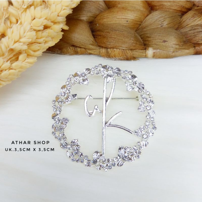 Bros B,bross button,pin Bros buttonscarves-Wk bulat silver