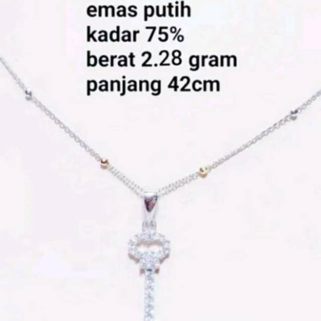 kalung set liontin emas putih kadar 75 persen kunci