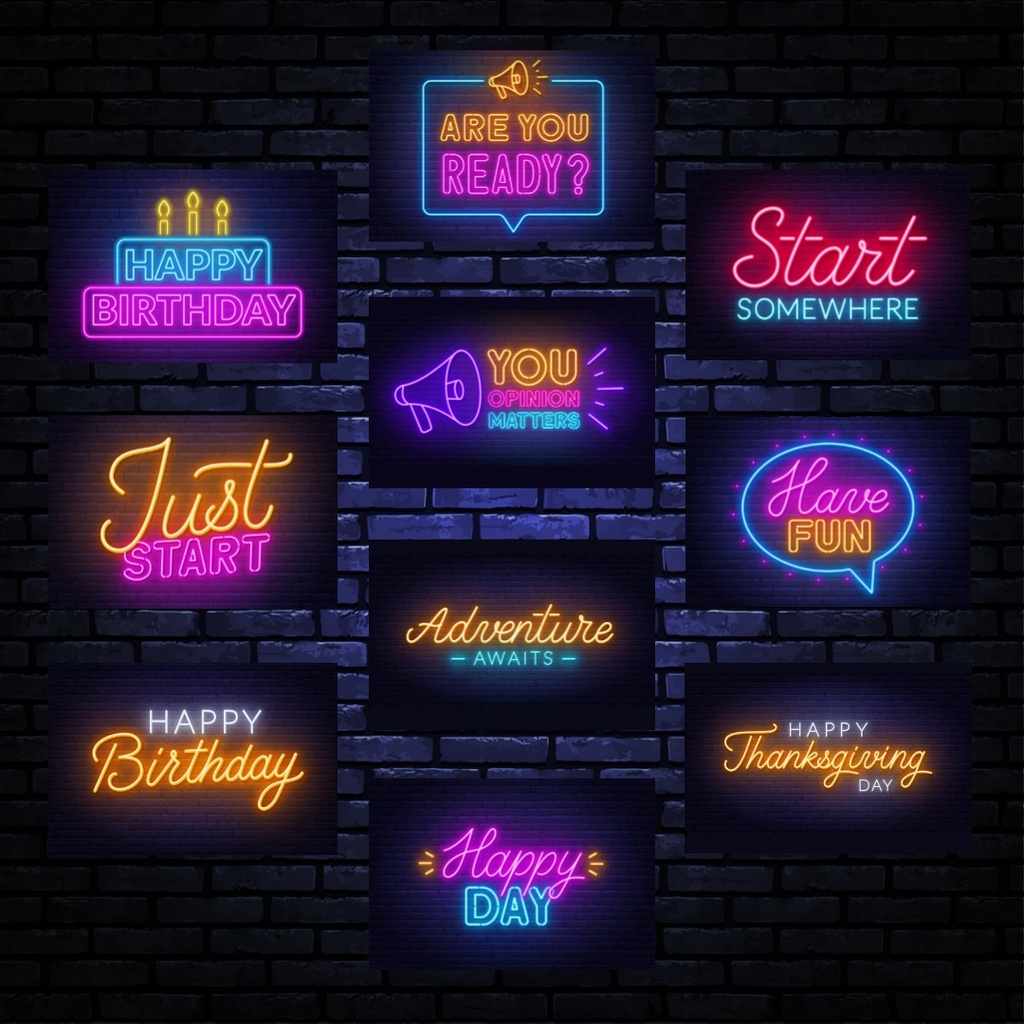 Poster Kayu NEON / pajangan dinding/ typography/ WallDecor/Hiasan dinding kamar/homedecor/dekorasi C