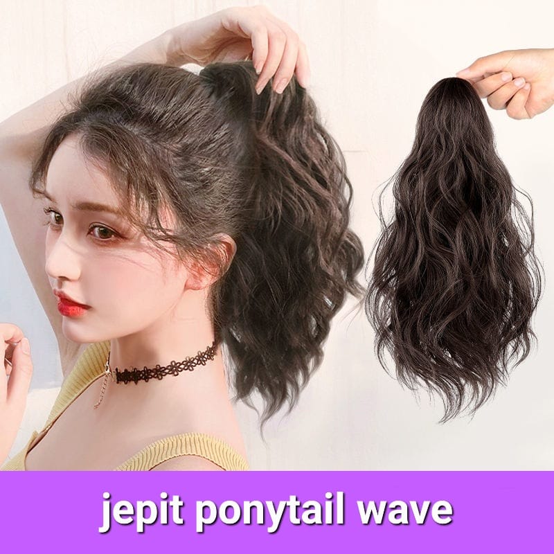 JEPIT RAMBUT PONYTAIL WAVE KOREA IMPORT AKSESORIS FASHION WIG HAIR EXTENSION RAMBUT PALSU