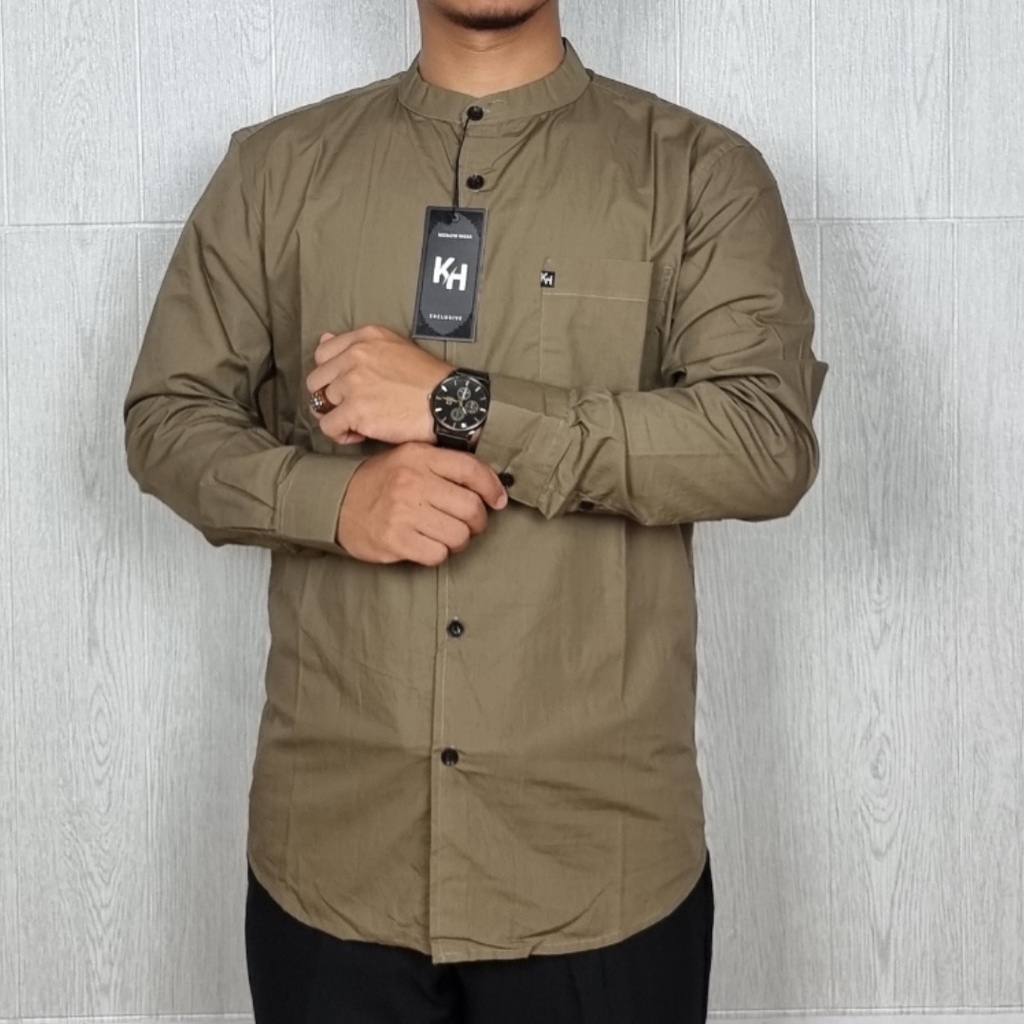 Kemko KH Kemeja Koko Pria Lengan Panjang Polos Katun Poplin High Quality