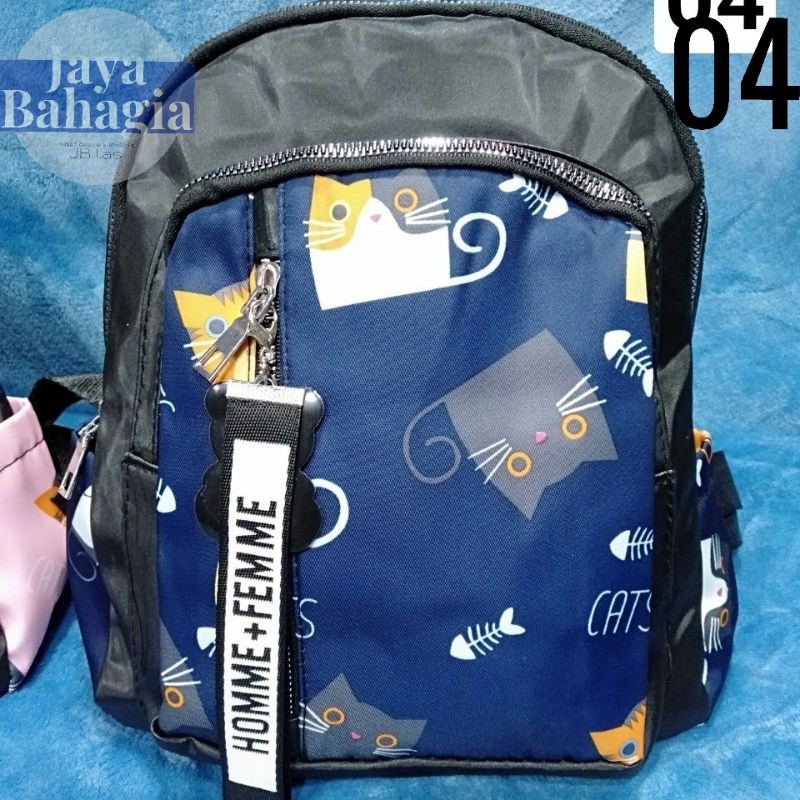 Ransel Fashion Wanita Trendy Cats Import Motif Kucing