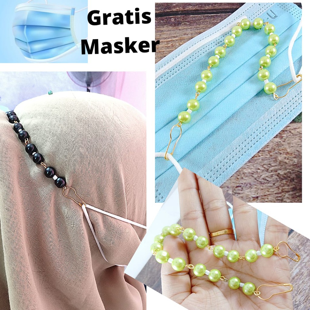 Konektor Masker Hijab Kait Masker  Strap Mutiara  / Hijab Konektor Mutiara Simple Handmade