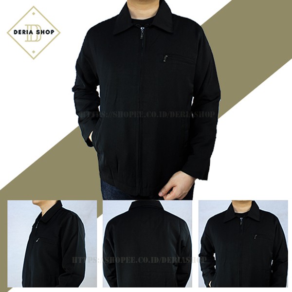Jaket Semijas Pria Hitam Polos Jasket Semi Jas Presiden SBY Stelan Cowok Jacket Boss Kantor Formal M