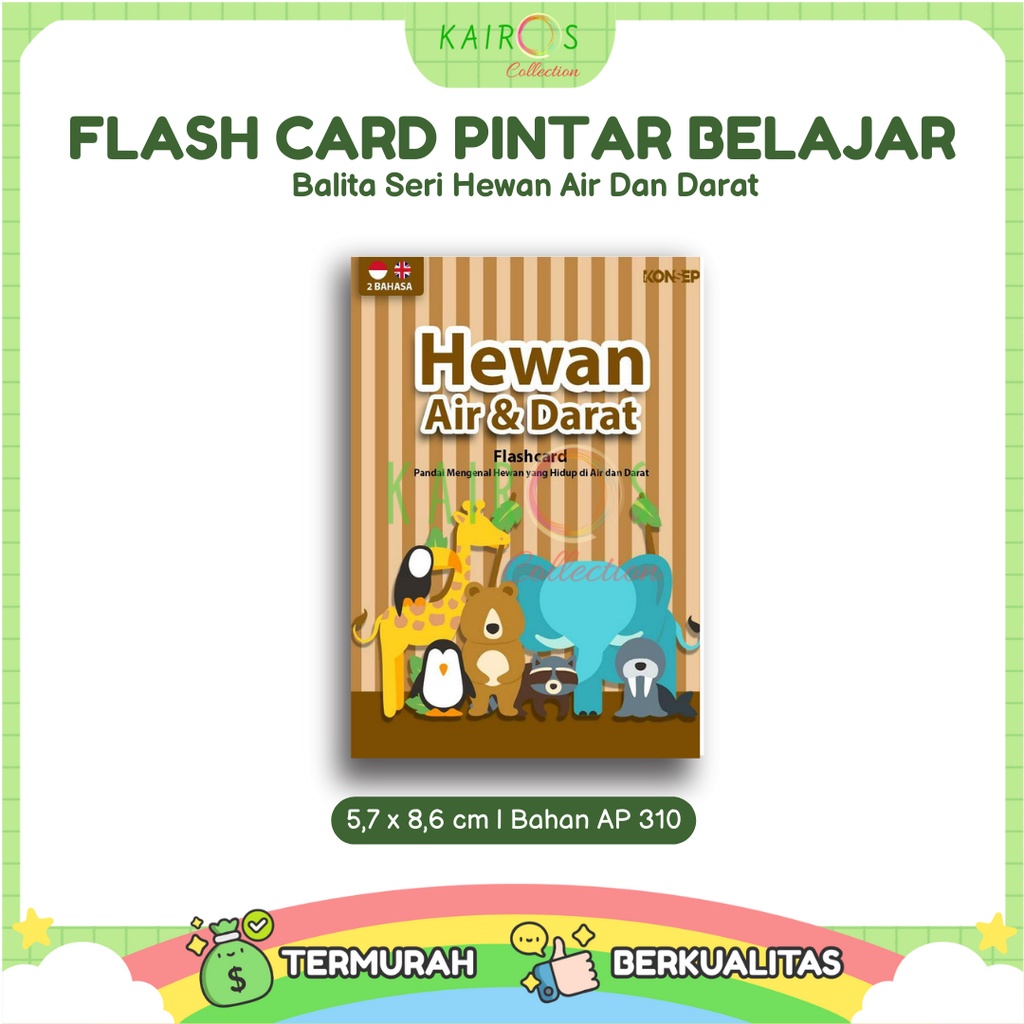 Flashcard Kartu Pintar Belajar Balita Seri Hewan Air dan Darat