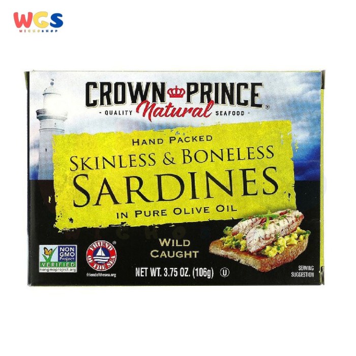 

Ikan Kaleng Crown Prince Natural Skinless & Boneless Sardines In Olive Oil 106G