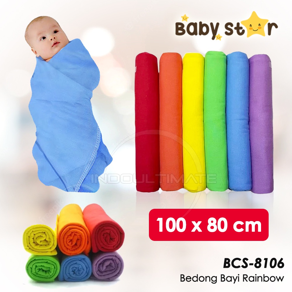 6PCS Bedong Bayi Rainbow Pastel BCS-9106 BCS-8106 Bedong Bayi Baru Lahir BABY STAR (STANDARD) Bedong Bayi Jumbo Pelangi Selimut Kain Warna Pelangi Alas Tidur Bayi Perlengkapan Bayi Newborn