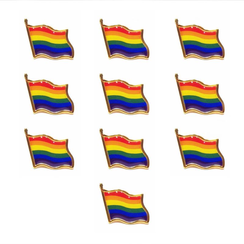 SIY  10Pcs Rainbow Love Pride Flag Friendship Brooch Lapel Pin Badge Gay &amp; Lesbian Love Is Love Colorful Brooch Jewelry Gift