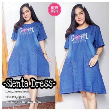 Dress Wanita//Sienta dress jeans Terbaru Ld Jumbo Terbaru COD Rekomendasi Influencer