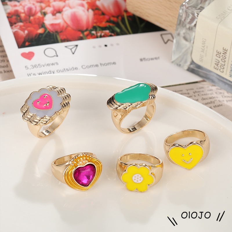 Fashion Kreatif Cincin Hati Ins Gaya Hadiah Aksesoris Cincin Lucu - Ol