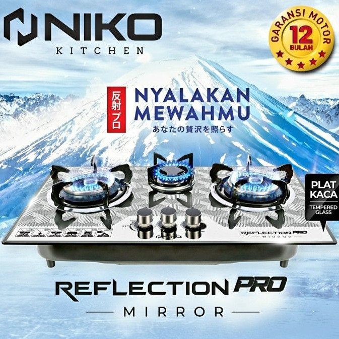 (Ojek) Kompor Tanam NIKO 3 Tungku Tempered Glass Reflection PRO