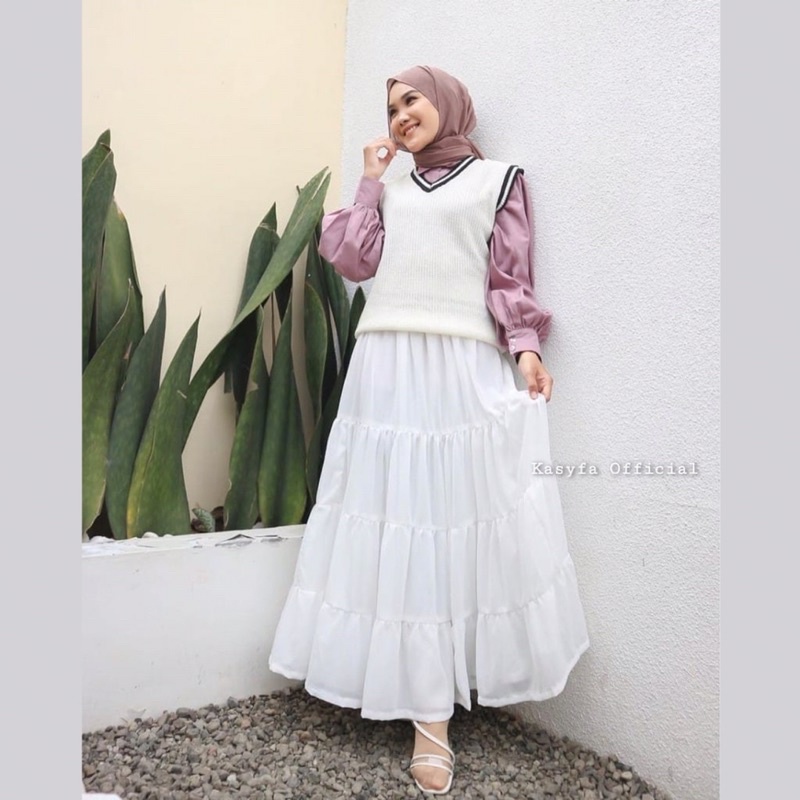 NOOLA PASTEL SKIRT CERUTY // ROK CANDA SUSUN REMPEL