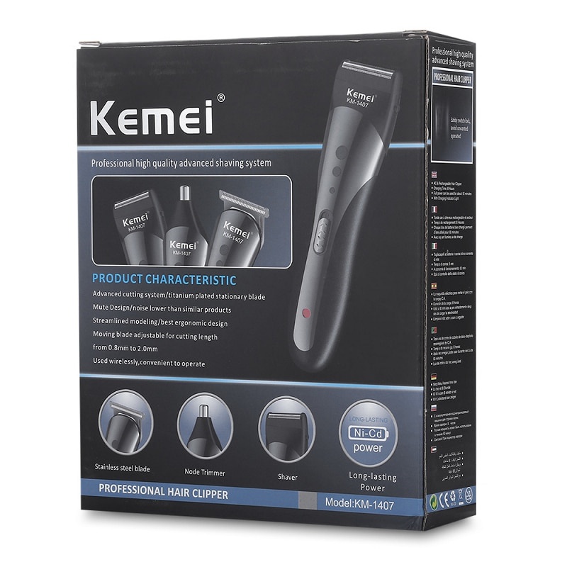 KEMEI KM 1407 Alat Cukur 3 in 1 Charger / Alat Cukur Rambut Kumis Jenggot Bulu Hidung / Alat Cukur Berkualitas