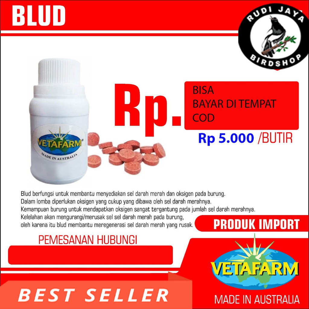 Blud Vetafarm Obat Vitamin Burung Merpati Antibiotik Penambah Sel Darah Merah Meningkatkan Stamina Shopee Indonesia