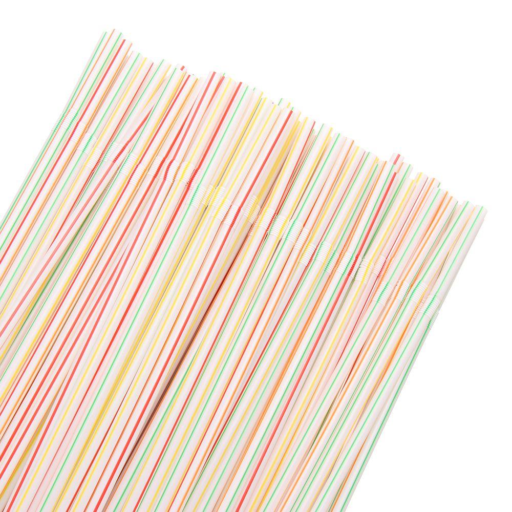 Solighter 100 /300/500pcs Sedotan Minum Ulang Tahun Disposable Wedding Cocktail Perlengkapan Dapur