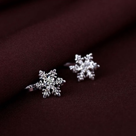 Ear Cuff Anting Klip Winter Snow Flake - Jepitan Telinga Model Salju Korea - Anting Jepit Elegant Cl