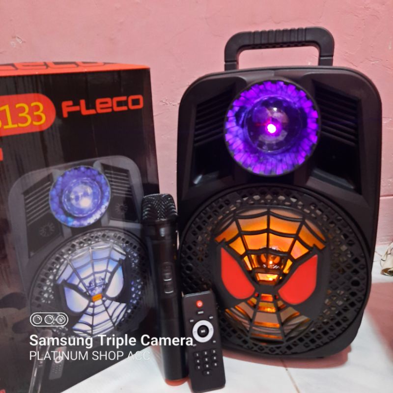 Speaker Bluetooth Fleco Mw-8133 8Inchi Bonus Mic Wireless Dan Remote Super Bass Salon Aktif Portable