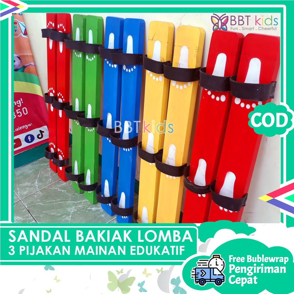 SANDAL BAKIAK LOMBA 3 PIJAKAN SENDAL TIGA ORANG PERMAINAN EDUKATIF ANAK KERJA SAMA KELOMPOK TIM TEAM